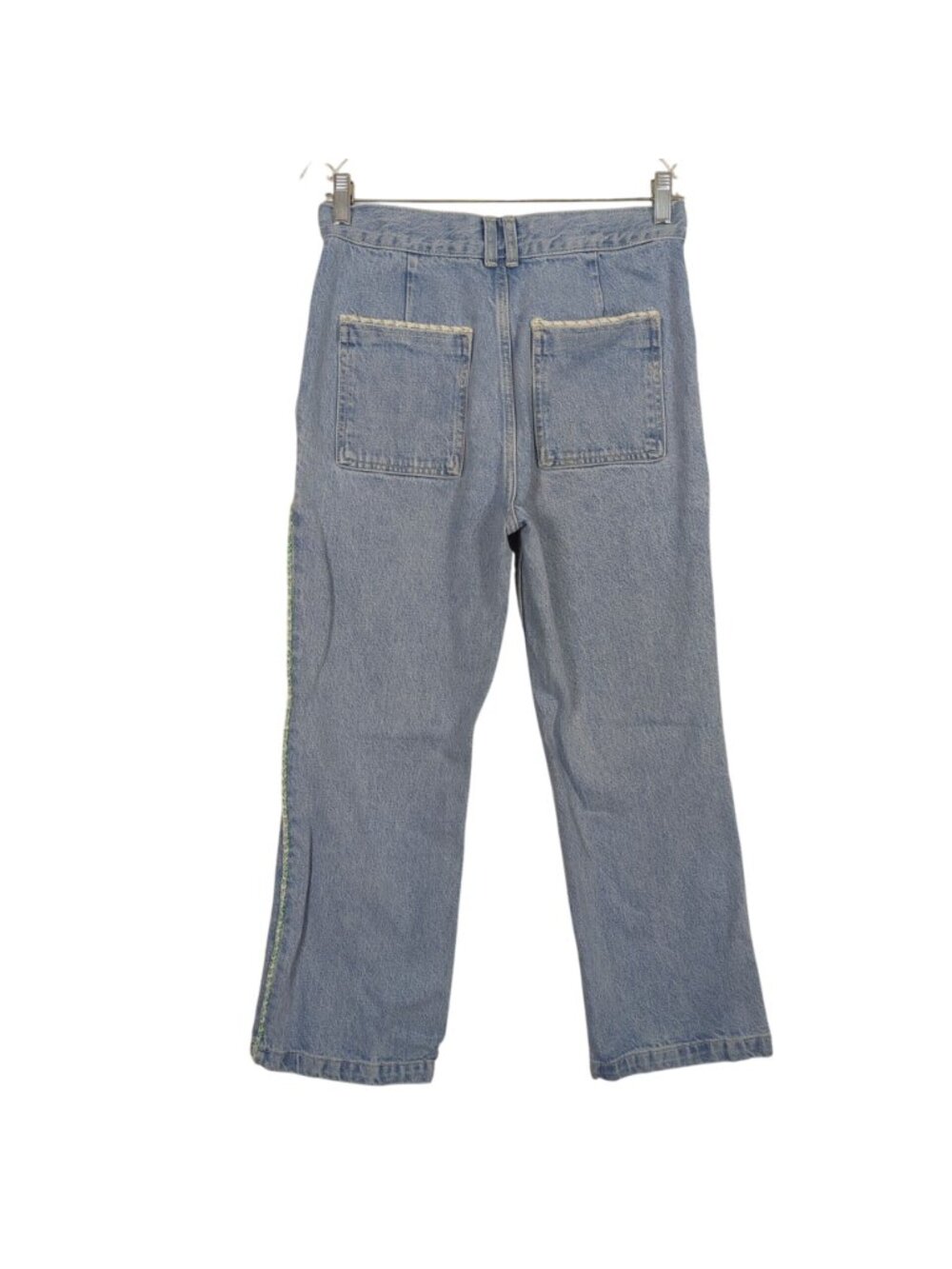 Zara Women's Jeans sz 6 / 28 blue Jeans High Rise Tweed Trim Straight Leg - Picture 3 of 13